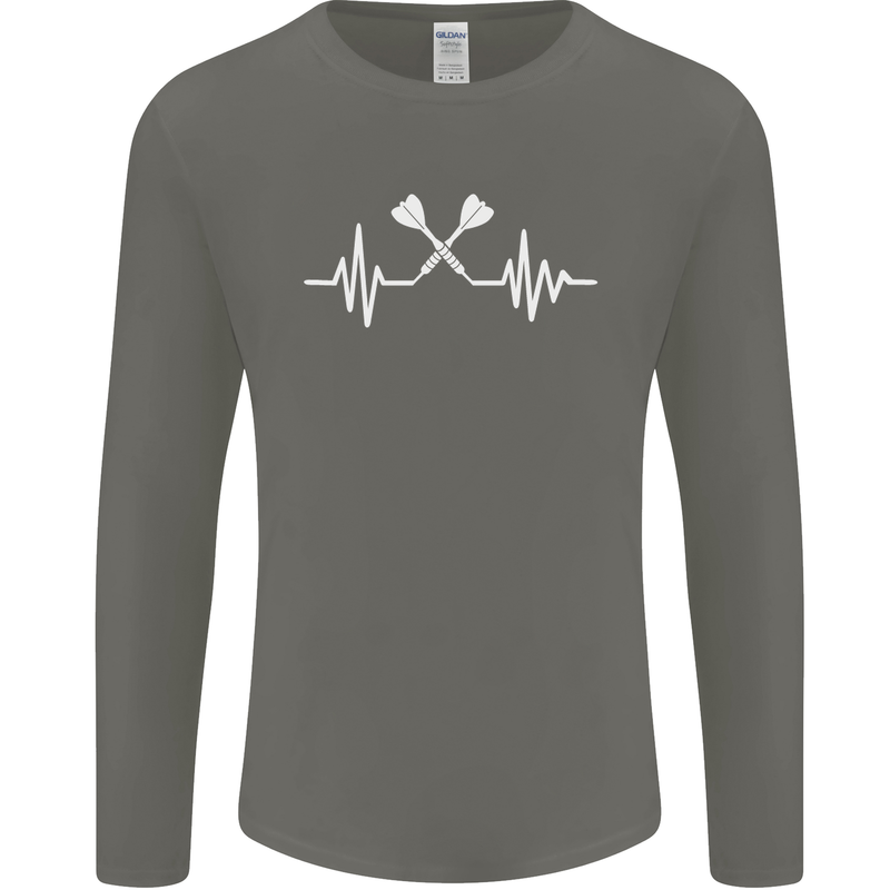 Pulse Darts Funny ECG Mens Long Sleeve T-Shirt Charcoal