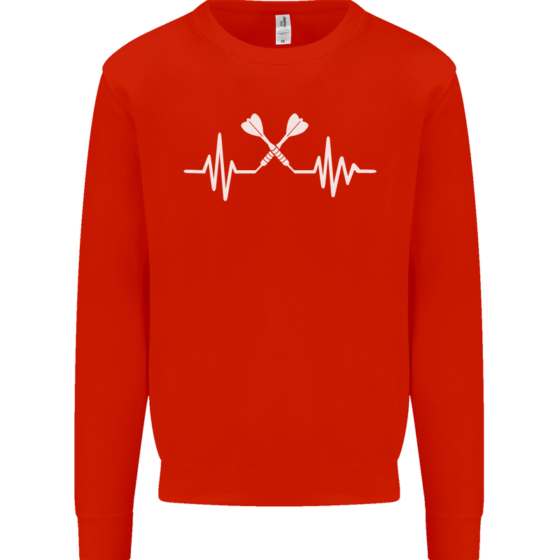 Pulse Darts Funny ECG Mens Sweatshirt Jumper Bright Red