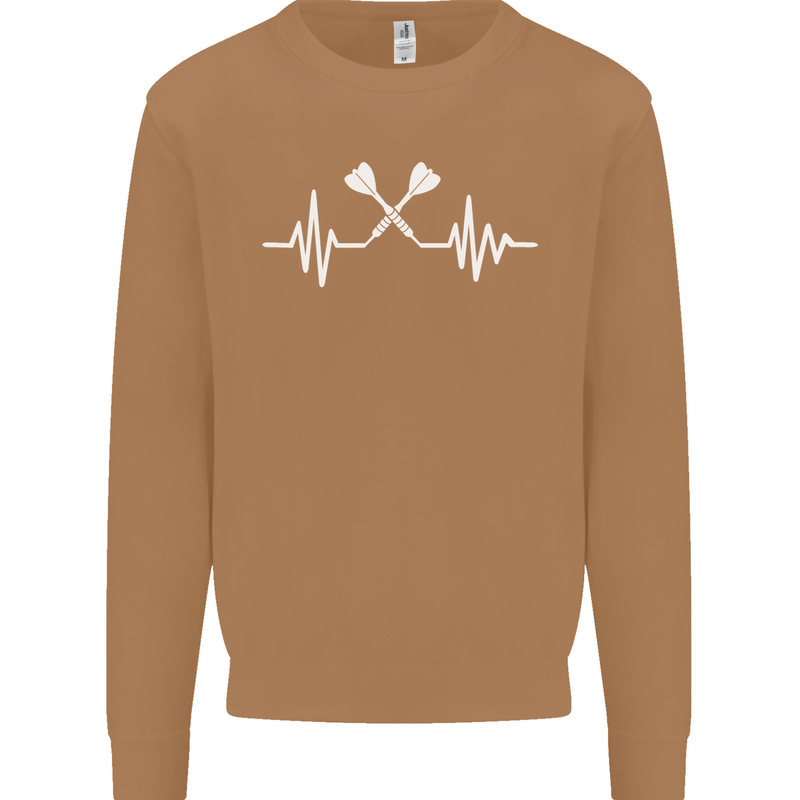 Pulse Darts Funny ECG Mens Sweatshirt Jumper Caramel Latte