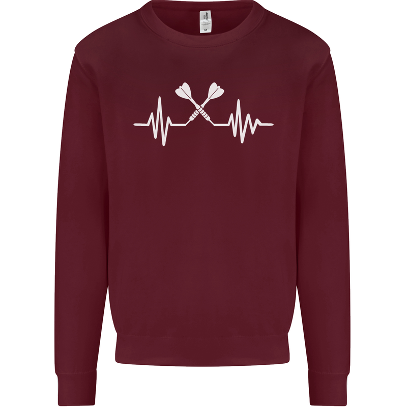 Pulse Darts Funny ECG Mens Sweatshirt Jumper Maroon