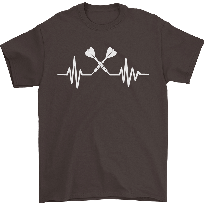 Pulse Darts Funny ECG Mens T-Shirt Cotton Gildan Dark Chocolate