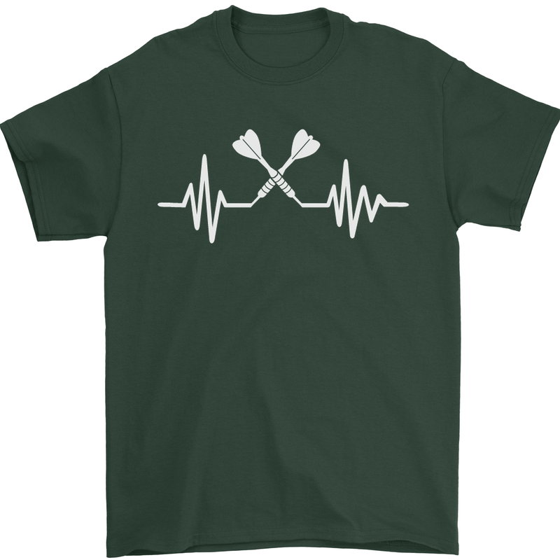 Pulse Darts Funny ECG Mens T-Shirt Cotton Gildan Forest Green