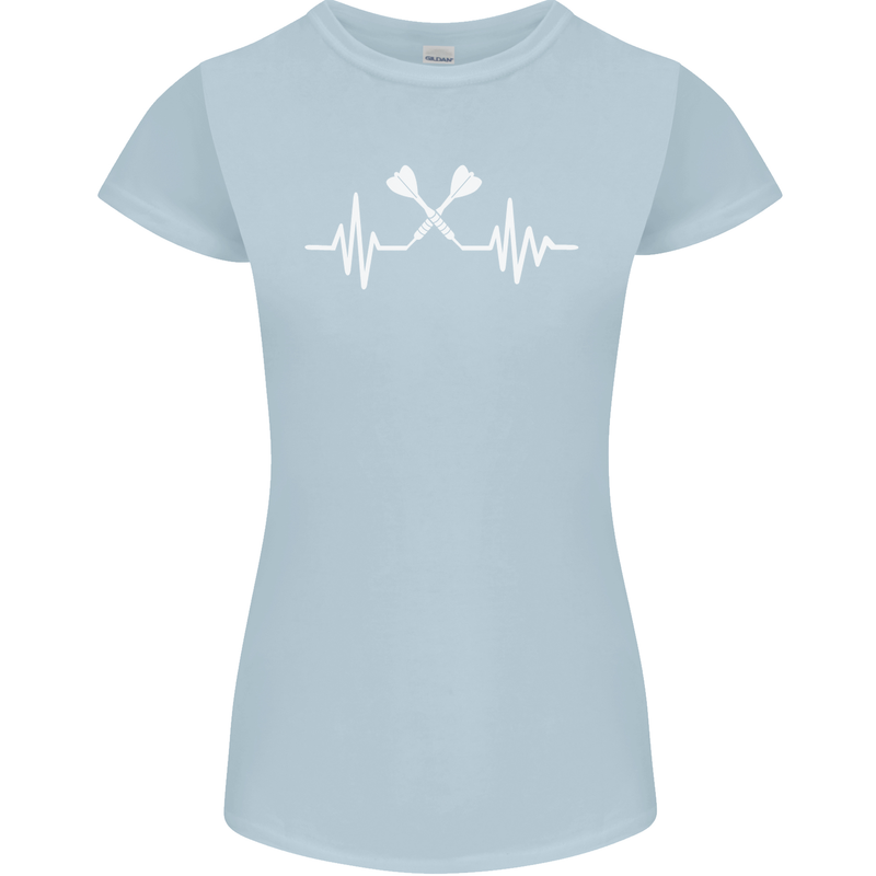 Pulse Darts Funny ECG Womens Petite Cut T-Shirt Light Blue