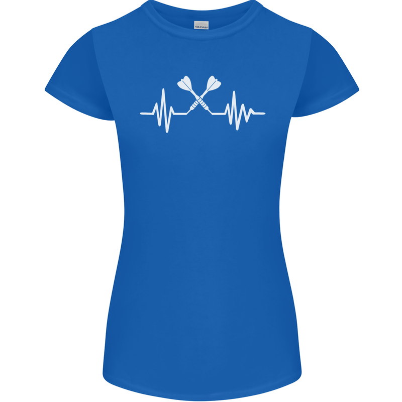 Pulse Darts Funny ECG Womens Petite Cut T-Shirt Royal Blue