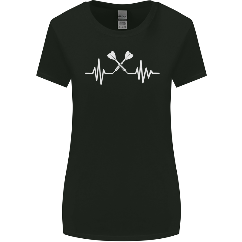 Pulse Darts Funny ECG Womens Wider Cut T-Shirt Black