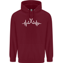 Pulse Fishing Funny Fisherman ECG Childrens Kids Hoodie Maroon