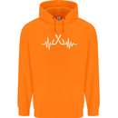 Pulse Fishing Funny Fisherman ECG Childrens Kids Hoodie Orange
