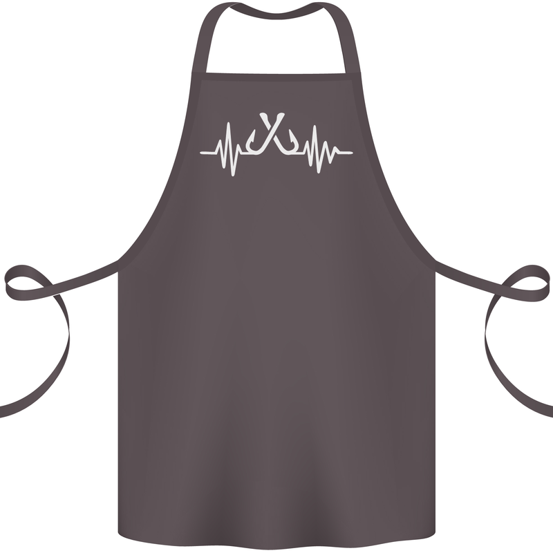 Pulse Fishing Funny Fisherman ECG Cotton Apron 100% Organic Dark Grey