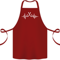 Pulse Fishing Funny Fisherman ECG Cotton Apron 100% Organic Maroon