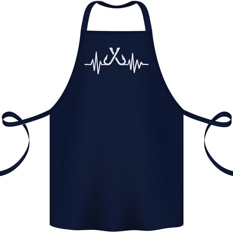 Pulse Fishing Funny Fisherman ECG Cotton Apron 100% Organic Navy Blue