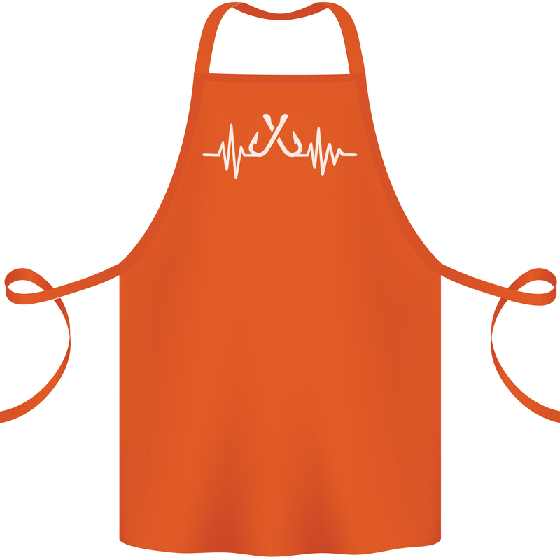 Pulse Fishing Funny Fisherman ECG Cotton Apron 100% Organic Orange