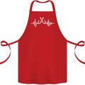 Pulse Fishing Funny Fisherman ECG Cotton Apron 100% Organic Red