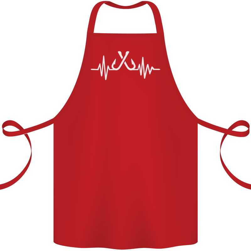 Pulse Fishing Funny Fisherman ECG Cotton Apron 100% Organic Red