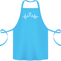 Pulse Fishing Funny Fisherman ECG Cotton Apron 100% Organic Turquoise