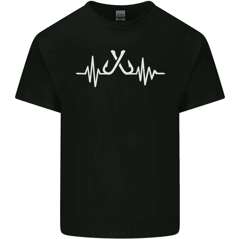 Pulse Fishing Funny Fisherman ECG Kids T-Shirt Childrens Black