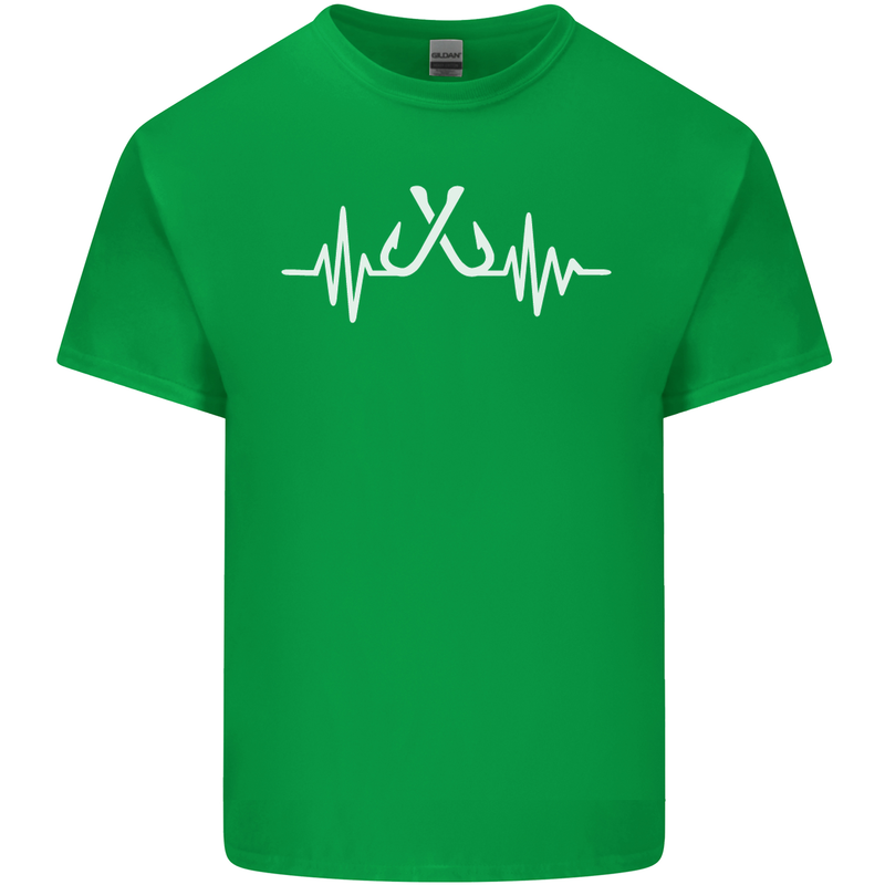 Pulse Fishing Funny Fisherman ECG Kids T-Shirt Childrens Irish Green