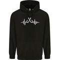 Pulse Fishing Funny Fisherman ECG Mens 80% Cotton Hoodie Black