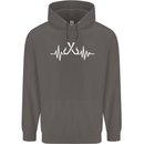 Pulse Fishing Funny Fisherman ECG Mens 80% Cotton Hoodie Charcoal