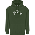 Pulse Fishing Funny Fisherman ECG Mens 80% Cotton Hoodie Forest Green