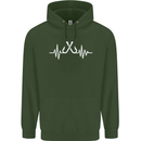 Pulse Fishing Funny Fisherman ECG Mens 80% Cotton Hoodie Forest Green