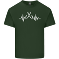 Pulse Fishing Funny Fisherman ECG Mens Cotton T-Shirt Tee Top Forest Green