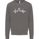 Pulse Fishing Funny Fisherman ECG Mens Sweatshirt Jumper Charcoal