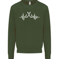 Pulse Fishing Funny Fisherman ECG Mens Sweatshirt Jumper Forest Green