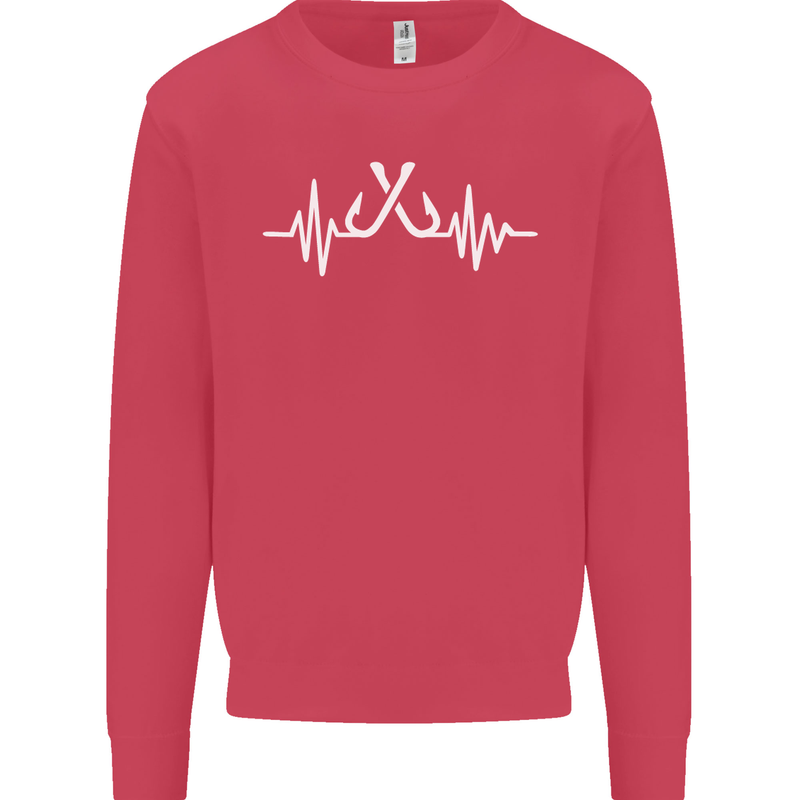 Pulse Fishing Funny Fisherman ECG Mens Sweatshirt Jumper Heliconia