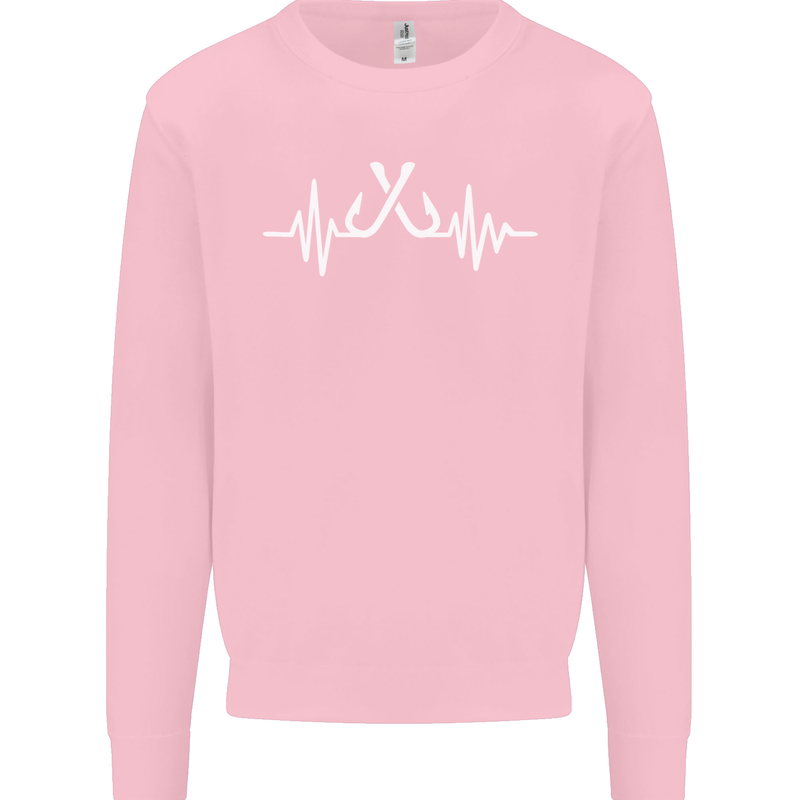 Pulse Fishing Funny Fisherman ECG Mens Sweatshirt Jumper Light Pink