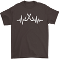 Pulse Fishing Funny Fisherman ECG Mens T-Shirt Cotton Gildan Dark Chocolate