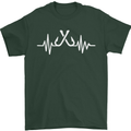 Pulse Fishing Funny Fisherman ECG Mens T-Shirt Cotton Gildan Forest Green