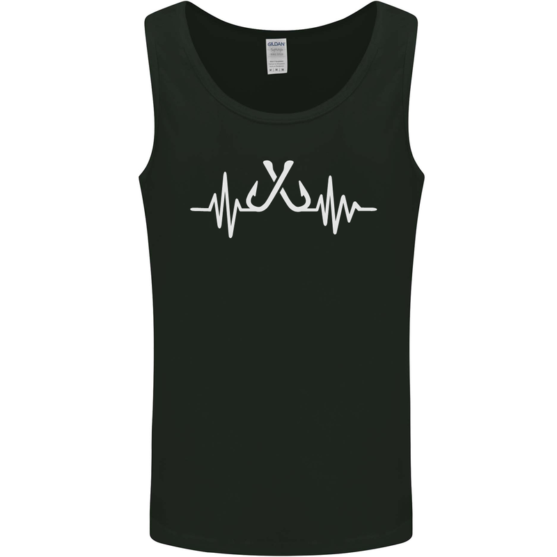 Pulse Fishing Funny Fisherman ECG Mens Vest Tank Top Black