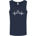 Pulse Fishing Funny Fisherman ECG Mens Vest Tank Top Navy Blue