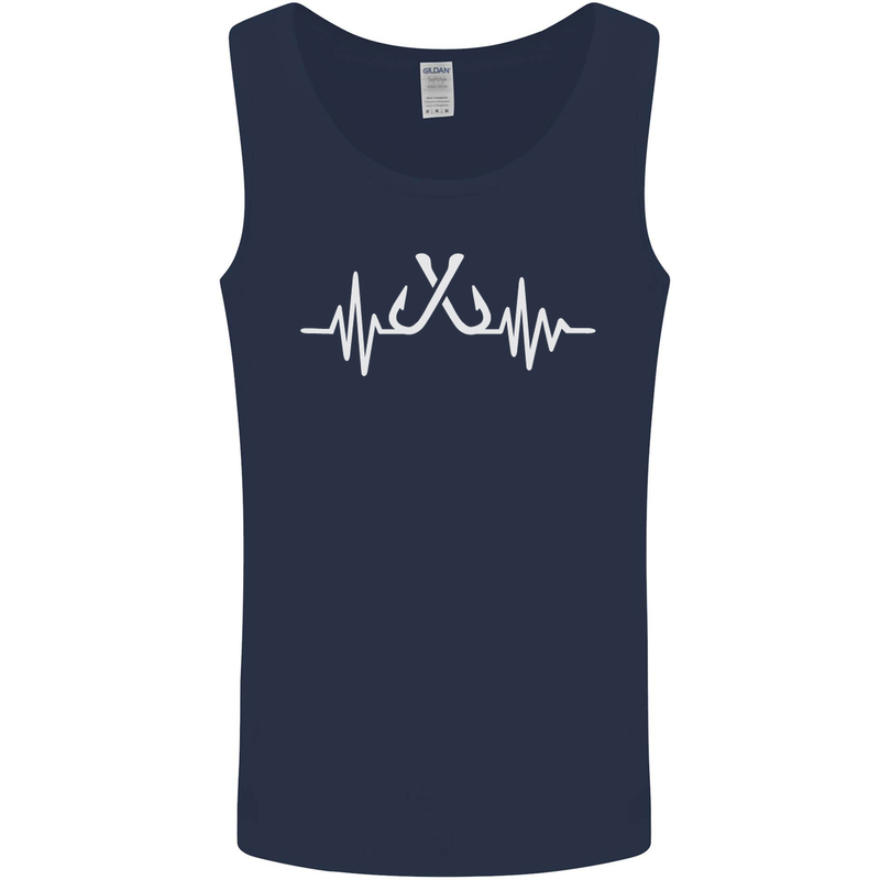 Pulse Fishing Funny Fisherman ECG Mens Vest Tank Top Navy Blue