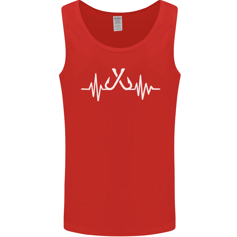 Pulse Fishing Funny Fisherman ECG Mens Vest Tank Top Red