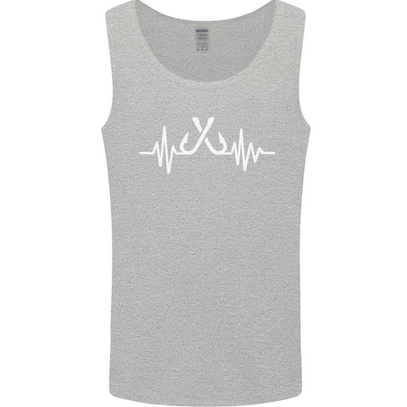 Pulse Fishing Funny Fisherman ECG Mens Vest Tank Top Sports Grey