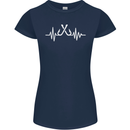 Pulse Fishing Funny Fisherman ECG Womens Petite Cut T-Shirt Navy Blue