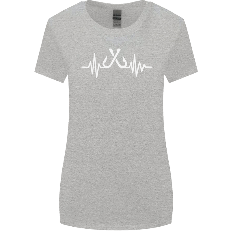 Pulse Fishing Funny Fisherman ECG Womens Wider Cut T-Shirt Sports Grey
