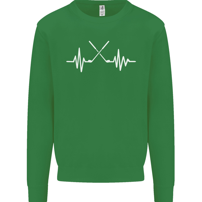 Pulse Golf Funny Golfing Golfer ECG Kids Sweatshirt Jumper Irish Green