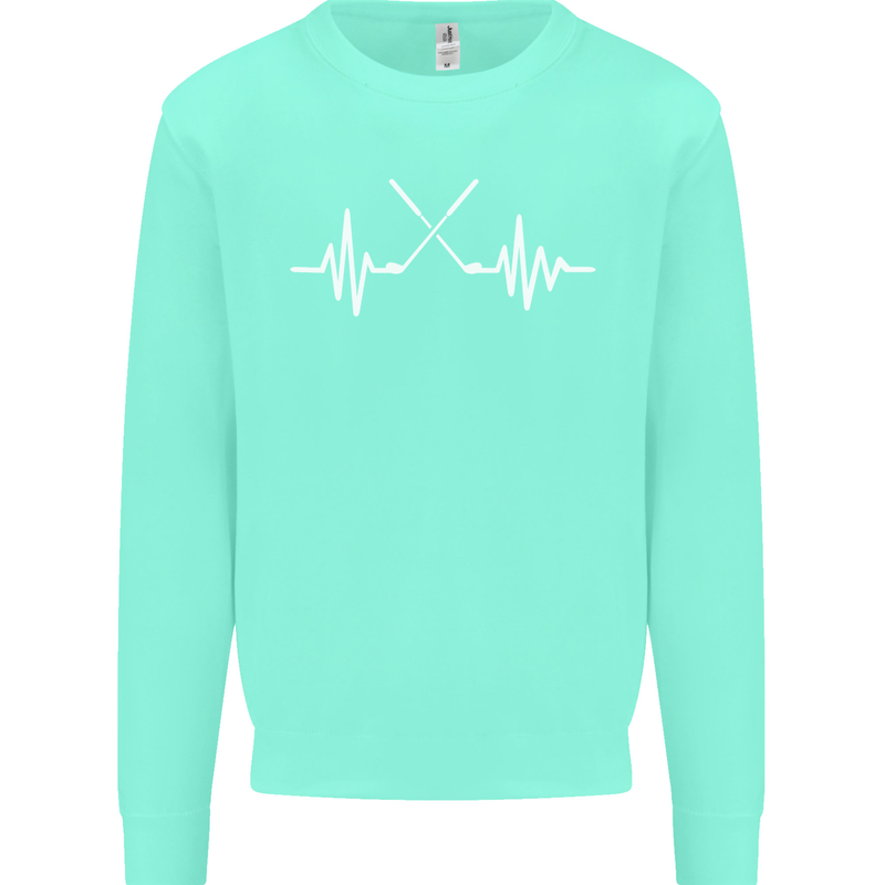 Pulse Golf Funny Golfing Golfer ECG Kids Sweatshirt Jumper Peppermint