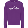 Pulse Golf Funny Golfing Golfer ECG Kids Sweatshirt Jumper Purple