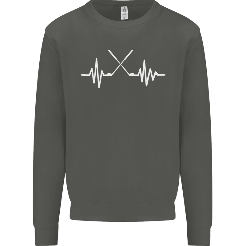 Pulse Golf Funny Golfing Golfer ECG Kids Sweatshirt Jumper Storm Grey