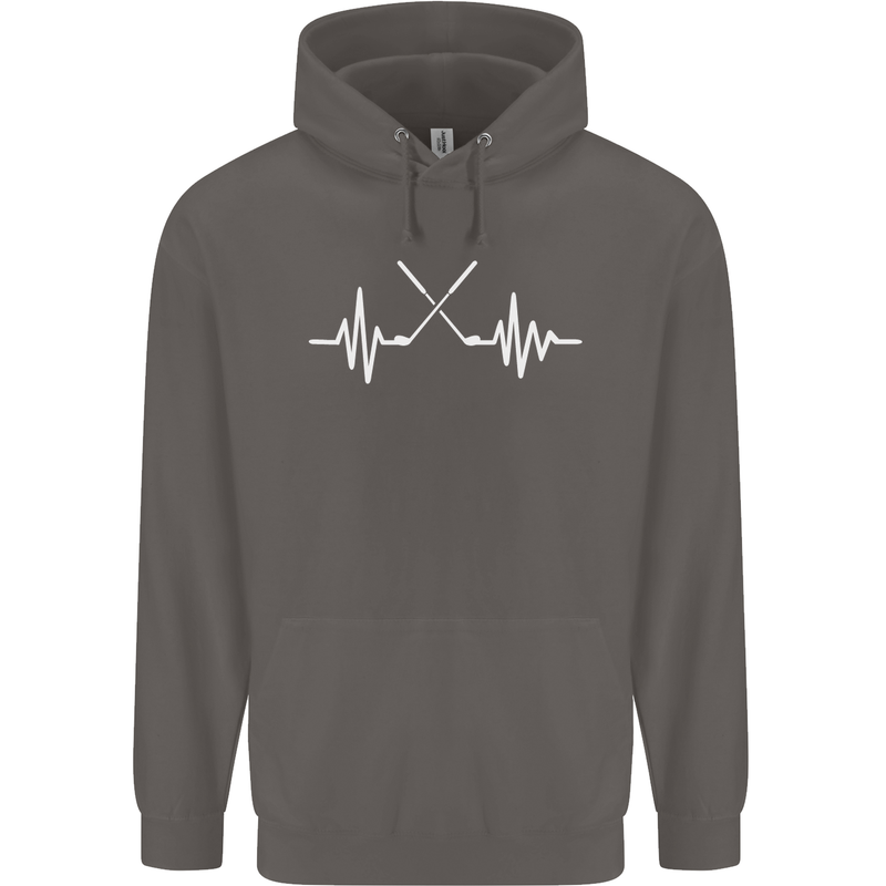 Pulse Golf Funny Golfing Golfer ECG Mens 80% Cotton Hoodie Charcoal