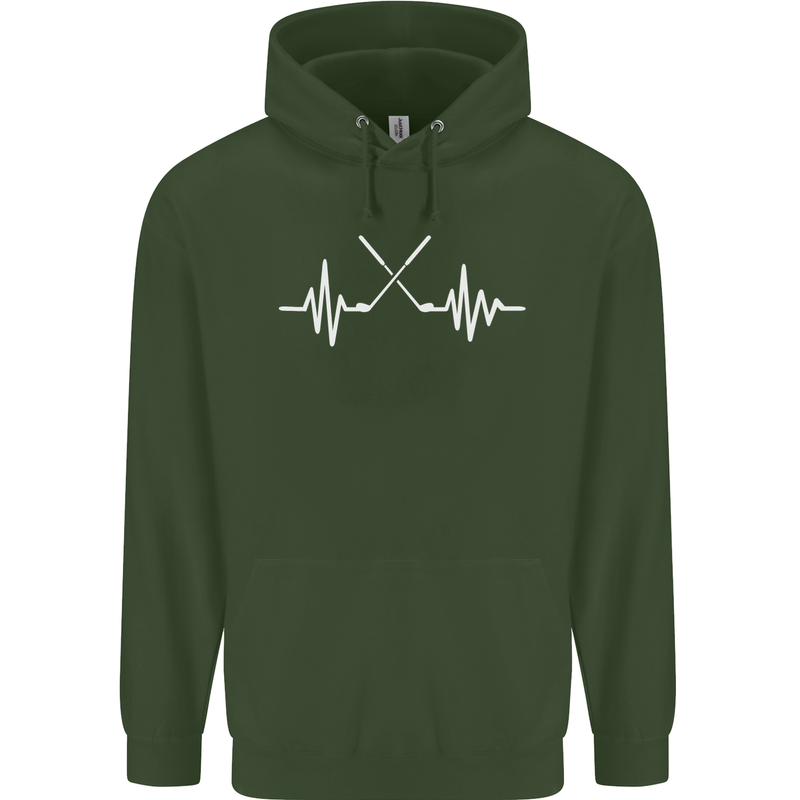 Pulse Golf Funny Golfing Golfer ECG Mens 80% Cotton Hoodie Forest Green