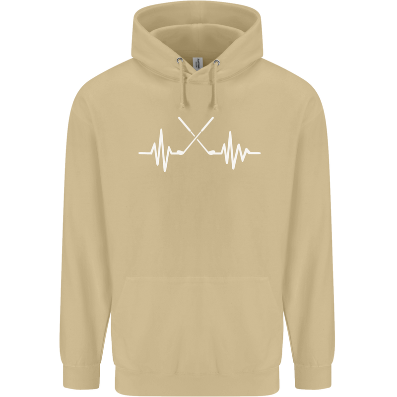 Pulse Golf Funny Golfing Golfer ECG Mens 80% Cotton Hoodie Sand