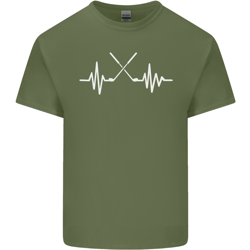 Pulse Golf Funny Golfing Golfer ECG Mens Cotton T-Shirt Tee Top Military Green
