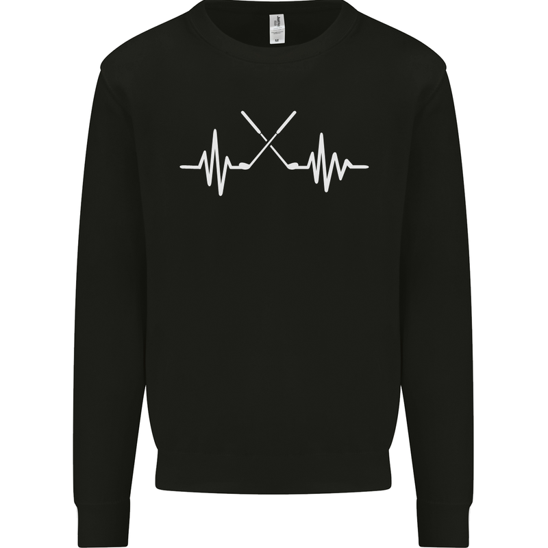Pulse Golf Funny Golfing Golfer ECG Mens Sweatshirt Jumper Black