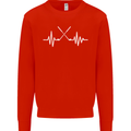 Pulse Golf Funny Golfing Golfer ECG Mens Sweatshirt Jumper Bright Red
