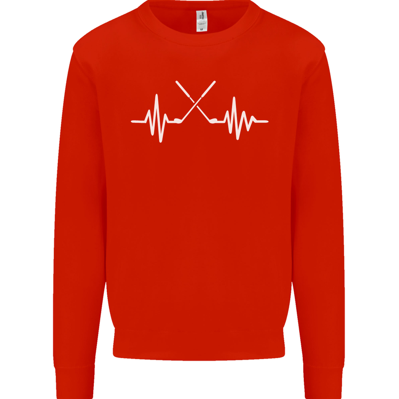 Pulse Golf Funny Golfing Golfer ECG Mens Sweatshirt Jumper Bright Red