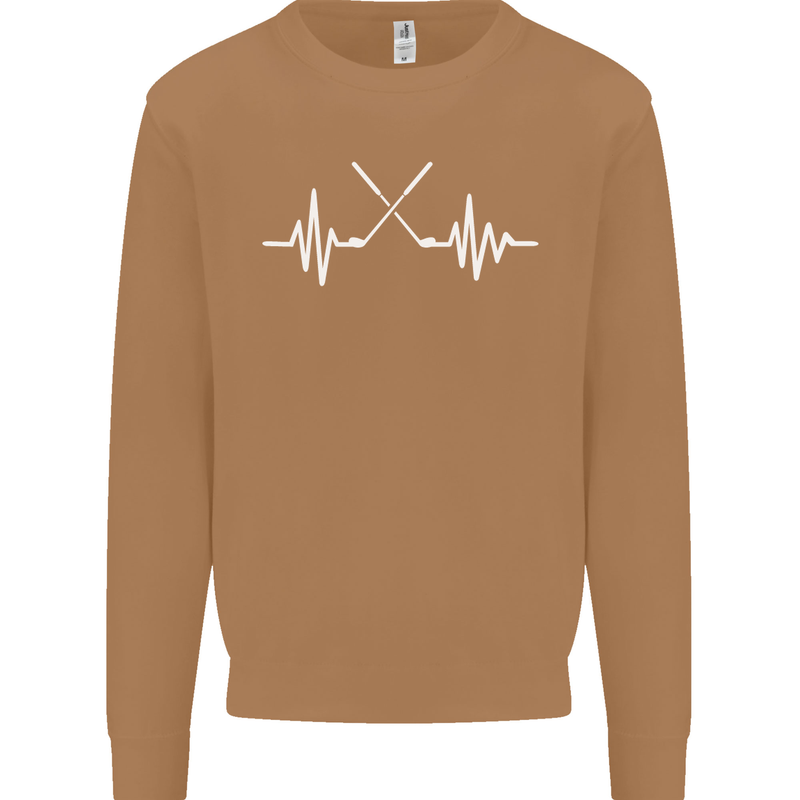 Pulse Golf Funny Golfing Golfer ECG Mens Sweatshirt Jumper Caramel Latte
